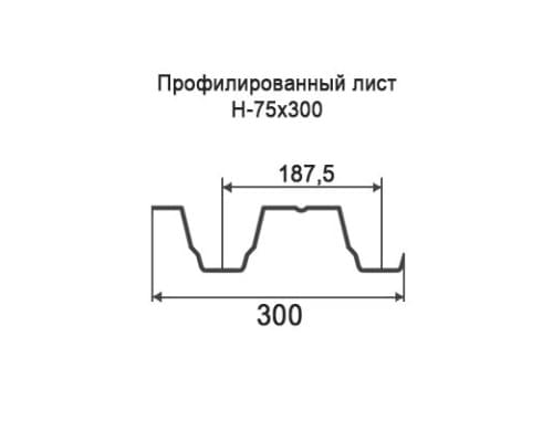 Профнастил Н75 с нестандартной шириной 0,30 м толщина 0,35 оцинкованный