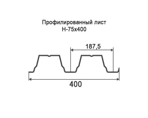 Профнастил Н75 с нестандартной шириной 0,40 м толщина 0,6 оцинкованный