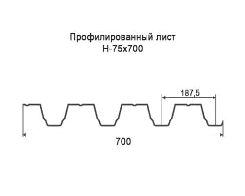 Профнастил Н75 с нестандартной шириной 0,70 м толщина 0,35 оцинкованный Профнастил Н75 с нестандартной шириной 0,70 м толщина 0,35 оцинкованный