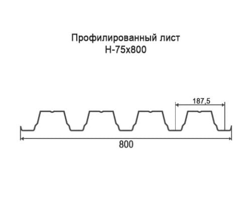 Профнастил Н75 с нестандартной шириной 0,80 м толщина 0,45 оцинкованный Профнастил Н75 с нестандартной шириной 0,80 м толщина 0,45 оцинкованный