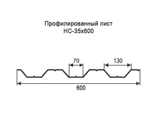 Профнастил НС35 с нестандартной шириной 0,60 м толщина 0,65 окрашенный