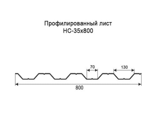 Профнастил НС35 с нестандартной шириной 0,80 м толщина 0,65 окрашенный