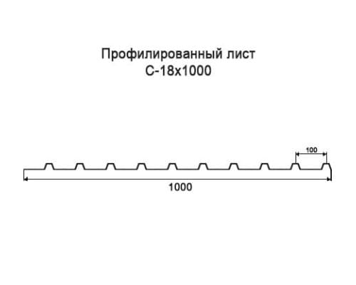 Профнастил С18 с нестандартной шириной 1 м толщина 0,45 оцинкованный Профнастил С18 с нестандартной шириной 1 м толщина 0,45 оцинкованный