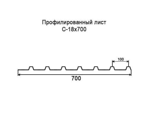 Профнастил С18 с нестандартной шириной 0,70 м толщина 0,45 оцинкованный Профнастил С18 с нестандартной шириной 0,70 м толщина 0,45 оцинкованный