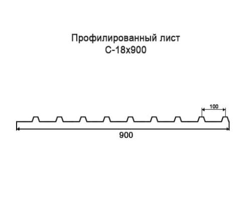 Профнастил С18 с нестандартной шириной 0,90 м толщина 0,4 оцинкованный Профнастил С18 с нестандартной шириной 0,90 м толщина 0,4 оцинкованный