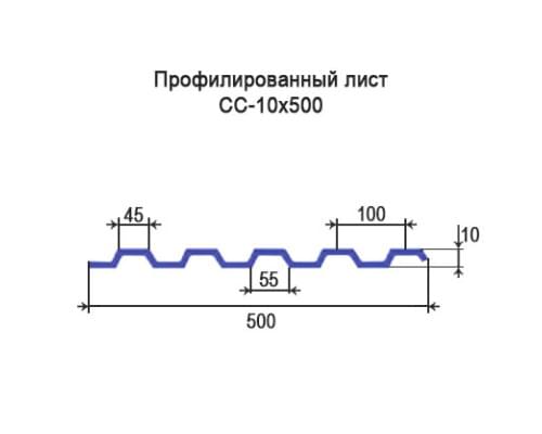 Профнастил СС10 с нестандартной шириной 0,50 м толщина 0,35 оцинкованный Профнастил СС10 с нестандартной шириной 0,50 м толщина 0,35 оцинкованный
