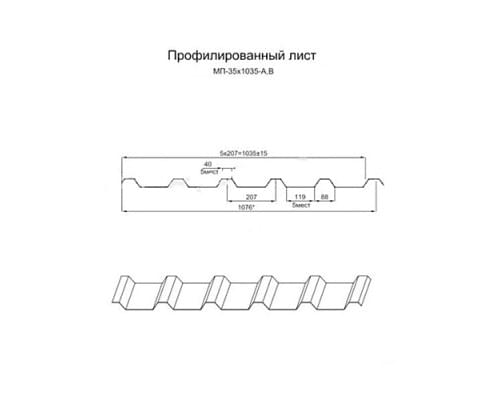 Профнастил оцинкованный МП35 1035-0.75 цена за м2