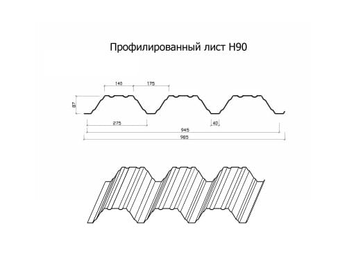 Профнастил оцинкованный Н90-945-0.65 цена за м2
