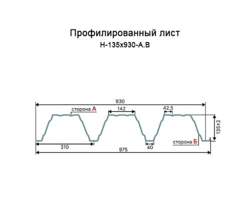 Профнастил окрашенный Н135-930-1.5 цена за м2 Профнастил окрашенный Н135-930-1.5 цена за м2