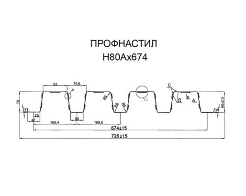Профнастил оцинкованный Н80А-674-0.9 цена за м2