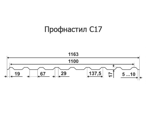 Профнастил оцинкованный С17-1100-0.35 цена за м2