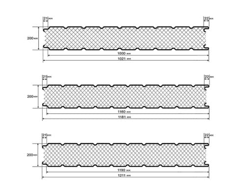 Нержавеющая стеновая сэндвич-панель с минеральной ватой, ширина 1000 мм, толщина 200 мм, 0.5/0.5, AISI 321 Нержавеющая стеновая сэндвич-панель с минеральной ватой, ширина 1000 мм, толщина 200 мм, 0.5/0.5, AISI 321