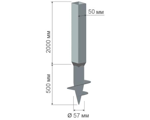 Свая комбинированная Ø57*3,5 мм / 50*50*2 мм / 2500 мм Свая комбинированная Ø57*3,5 мм / 50*50*2 мм / 2500 мм