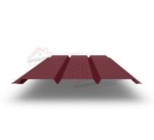 Софит металлический центральная перфорация 0,45 PE с пленкой RAL 3005 красное вино