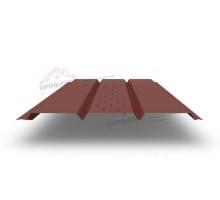 Софит металлический центральная перфорация 0,5 GreenCoat Pural matt с пленкой RR 29 красный (RAL 3009 оксидно-красный)