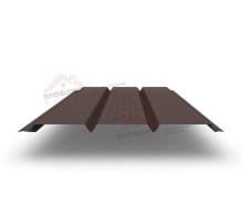 Софит металлический центральная перфорация 0,5 GreenCoat Pural BT с пленкой RR 887 шоколадно-коричневый (RAL 8017 шоколад)