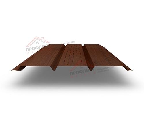 Софит металлический центральная перфорация 0,45 Print Elite с пленкой Choco Wood Софит металлический центральная перфорация 0,45 Print Elite с пленкой Choco Wood