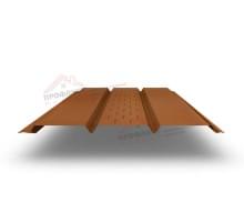 Софит металлический центральная перфорация 0,5 Quarzit с пленкой Cuprum Steel