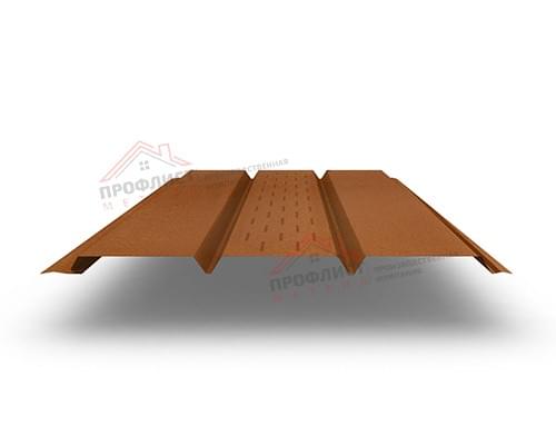 Софит металлический центральная перфорация 0,5 Quarzit с пленкой Cuprum Steel Софит металлический центральная перфорация 0,5 Quarzit с пленкой Cuprum Steel