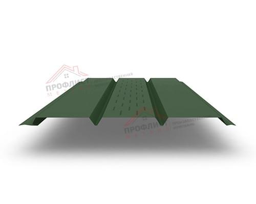 Софит металлический центральная перфорация 0,5 GreenCoat Pural matt с пленкой RR 11 темно-зеленый (RAL 6020 хромовая зелень)