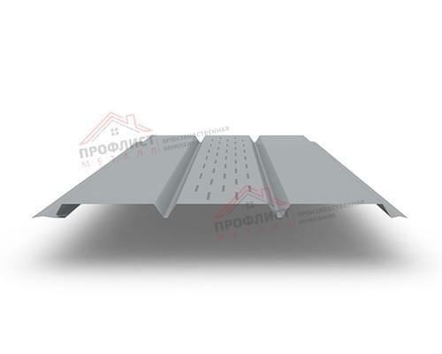 Софит металлический центральная перфорация 0,5 GreenCoat Pural matt с пленкой RR 21 светло-серый (RAL 7040 серое окно)