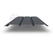 Софит металлический центральная перфорация 0,5 GreenCoat Pural BT с пленкой RR 23 темно-серый (RAL 7024 мокрый асфальт)