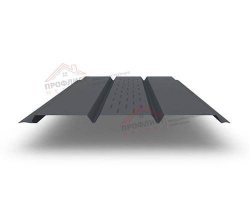 Софит металлический центральная перфорация 0,5 GreenCoat Pural matt с пленкой RR 23 темно-серый (RAL 7024 мокрый асфальт) Софит металлический центральная перфорация 0,5 GreenCoat Pural matt с пленкой RR 23 темно-серый (RAL 7024 мокрый асфальт)