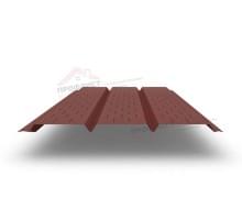Софит металлический полная перфорация 0,5 GreenCoat Pural matt с пленкой RR 29 красный (RAL 3009 оксидно-красный)