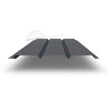 Софит металлический полная перфорация 0,5 GreenCoat Pural BT с пленкой RR 23 темно-серый (RAL 7024 мокрый асфальт)