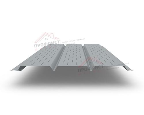 Софит металлический полная перфорация 0,5 GreenCoat Pural matt с пленкой RR 21 светло-серый (RAL 7040 серое окно)